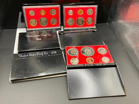 SIX U.S. PROOF SETS FROM THE LATE 1970'S AND EARLY 1980'S