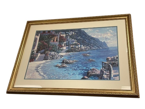 HOWARD BEHRENS (1933-2014) POPULAR AMERICAN ARTIST LARGE PRINT TITLED "CAPRI DEL MAR"