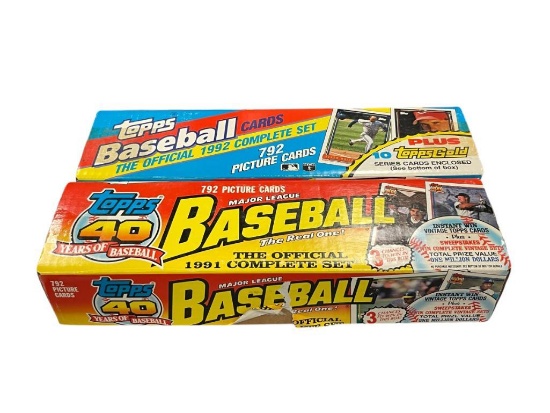 TOPPS 1991 AND 1992 MLB BASEBALL CARDS SETS IN ORIGINAL BOXES