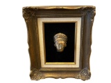 BOLIVIAN PRE-INKA BRONZE BOLA THROWING WEAPON MOUNTED TO FELT IN FRAME