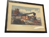 CURRIER & IVES AMERICAN EXPRESS TRAIN STEAM LOCOMOTIVE PRINT
