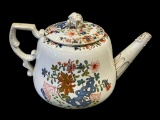 ANTIQUE ENGLISH MASON'S IRONSTONE HANDPAINTED FLORAL TEAPOT FEATURING RED AND BLUE TONES