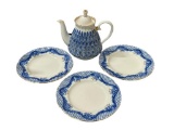 USSR SOVIET UNION LOMONOSOV IMPERIAL COBALT AND WHITE PORCELAIN FORGET ME NOT TEA POT