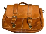 CLAIRE CHASE INDIAN MOTORCYCLES BROWN LEATHER MESSENGER BAG INCLUDES SHOULDER STRAP