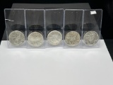 FIVE AMERICAN SILVER EAGLES BU