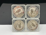 FOUR 1993 AUSTRAILIAN KOOKABURRA .999 FINE SILVER DOLLARS