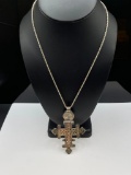 STERLING SILVER ETHIOPIAN CROSS PENDANT NECKLACE