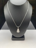 NAVAJO STERLING SILVER WHITE BUFFALO PENDANT ON STERLING SILVER SNAKE CHAIN NECKLACE