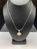 STERLING SILVER MABE PEARL PENDANT NECKLACE