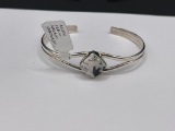 NAVAJO STERLING SILVER WHITE BUFFALO CUFF BRACELET