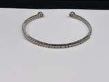 14K WHITE GOLD ROUND BRILLIANT CUT DIAMOND FLEX BANGLE BRACELET