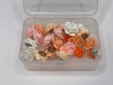 CORAL TONED RESIN ROSE PUSH PINS INCLUDING PINK, WHITE, AND ORANGE TONES