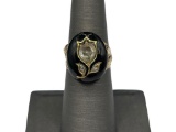 14K YELLOW GOLD MOURNING JEWELRY ROSE CUT DIAMOND RING
