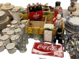 COCA-COLA COLLECTIBLES VINTAGE WOODEN COCA-COLA CRATE, EMBOSSED SODA POP GLASSES, AND MORE
