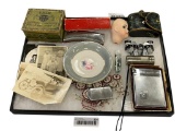 ANTIQUE AND VINTAGE COLLECTIBLES CAMEL LIGHTER, CLUB LIEBLING HARMONICA, YALE TOBACCO TIN, ETC
