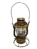 EARLY 1900'S DIETZ VESTA NAVY DECK STANDARD NAUTICAL MARITIME BRASS LANTERN WITH CLEAR GLASS GLOBE