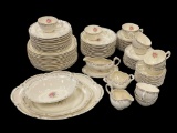 TAYLOR SMITH TAYLOR US POTTERY IVORY CHINA SET FLORAL AND GILT DESIGN