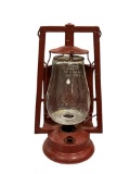 ANTIQUE DIETZ BUCKEYE DASH OIL LANTERN ATTACHED TO WAGON OR HORSE WITH SPRING CLAMP