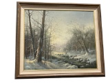 RAY SUMMER ORIGINAL ACRYLIC ON CANVAS PAINTING WINTER SCENE