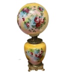 ANTIQUE VICTORIAN LARKIN ROSE HAND PAINTED GONE WITH THE WIND ELECTRIFIED TABLE LAMP