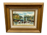 ORIGINAL ACRYLIC ON CANVAS PARIS STREET SCENE SIGNED W. OLSON