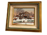 D. BAXTER SERIGRAPH ON CANVAS CITY WINTERSCENE