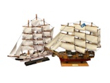 TWO WOODEN RENOWN SAILING SHIP MODELS CLIPPER WAILING SHIP AND U.S.S. CONSTITUTION