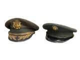 TWO VINTAGE VIETNAM WAR ERA US MILITARY OFFICERS VISORS