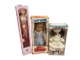 THREE COLLECTIBLE DOLLS IN ORIGINAL BOXES INCLUDING MELISSA JANE PORCELAIN AND PLAYSKOOL KID SISTER
