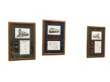 SET OF THREE COLLECTIBLE RAILROAD TRAIN DECOR PRINTS WITH PINS BY H.L. SCOTT III INCLUDING V&T