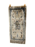 ANTIQUE 100% SILK CHINESE RUG WITH DRAGON EMBLEM IN CENTER