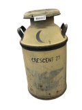ANTIQUE PAINTED CRESCENT 25 MOON MILK CAN BY BUHL FEATURING U.S. EAGLE MOTIF
