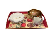 ASSORTED COLLECTIBLES INCLUDING NIPPON HAND PAINTED BOWL, FOUR ROSANNA BREAD PLATES, AND MORE