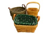THREE SIGNED LONGABERGER BASKETS INCLUDING ONE WITH GRAY TONE