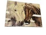 WESTERN DECOR PRINT ON CANVAS OF TWO HORSES HIGH GLOSS FINISH