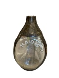 HAIG'S WHISKEY PINCHED GLASS BOTTLE WITH MYER'S STERLING SILVER OVERLAY HALLMARKED ON BOTTOM