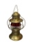 20TH CENTURY BRASS FIRE CHIEF'S FIREMAN LANTERN WITH RUBY RED AND CLEAR GLASS GLOBE, DUAL WICK