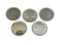 FOUR 1922 AND ONE 1922-D U.S. PEACE SILVER DOLLARS