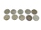 10 ASSORTED 1920'S U.S. PEACE SILVER DOLLARS