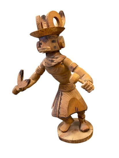 VINTAGE HAND CRAFTED WOODEN KACHINA DOLL "MOUNTAIN SHEEP" BY BEDO, SIGNED ON BOTTOM