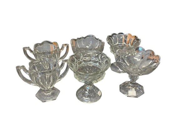 VINTAGE AMERICAN GLASS SUGAR BOWLS AND COMPOTES