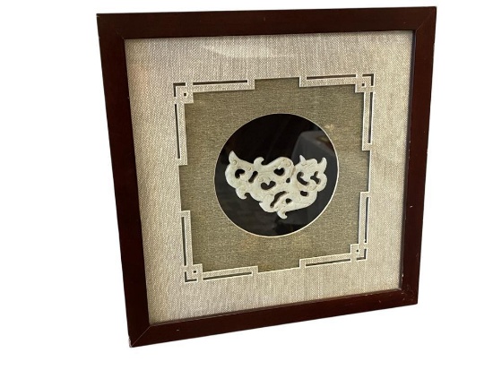 CARVED WHITE JADE DRAGON ART PIECE ORIENTAL DECOR