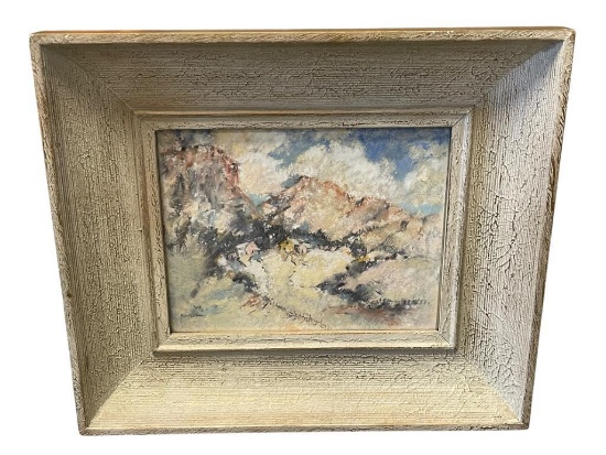 NATHANIEL KERNELL NEW MEXICO ARTIST ORIGINAL PASTEL ON PAPER TITLED "MOUNTAIN VILLAGE"