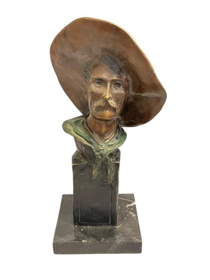 FREDERIC REMINGTON RENOWN WESTERN AMERICAN ARTIST AND SCULPTOR BRONZE BUSTVSULPTURE "SERGEANT"
