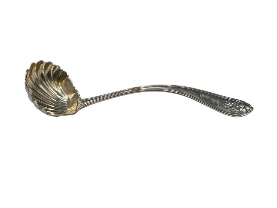ANTIQUE 1855 E.V. HOUGHWOUT & CO. COIN SILVER SHELL SHAPED SERVING LADLE