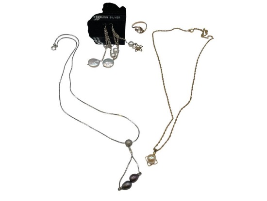 GENUINE PEARL JEWELRY INCLUDING STERLING SILVER AND GOLD FILLED SETTINGS