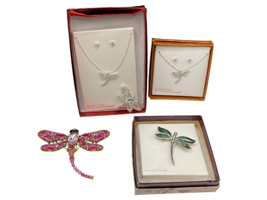 CRYSTAL AND RHINESTONE DRAGONFLY JEWELRY