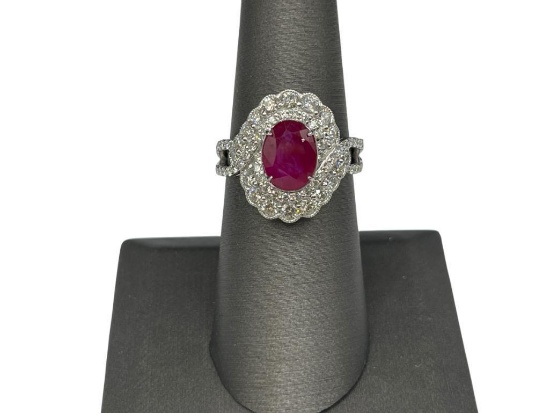 PLATI NUM BURMESE RUBY AND DIAMOND FASHION RING FEATURING GIA CERTIFIED RUBY