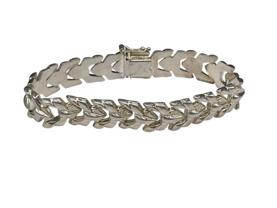 MILOR ITALIAN STERLING SILVER STAMPADO LINK BRACELET