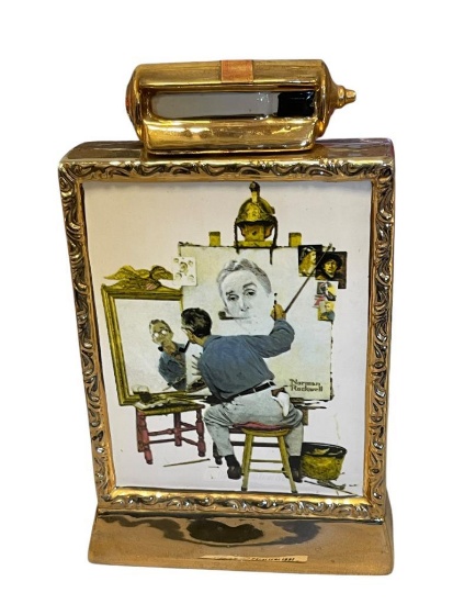 NORMAN ROCKWELL LIMITED EDITION CERAMIC DECANTER TRIPLE-SELF PORTRAIT THE MIKE DWAYNE DISTILLED P...